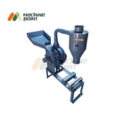 Blower Type Pulverizer in matte grey finish with cyclone separator and hopper, mounted on a strong fabricated steel stand.
