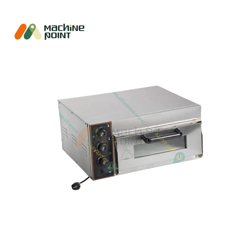 Stainless steel 18x18 pizza oven with high-temperature control knobs and thick insulation for consistent baking.