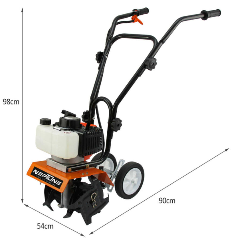 52CC mini cultivator with metal blades for tough soil loosening