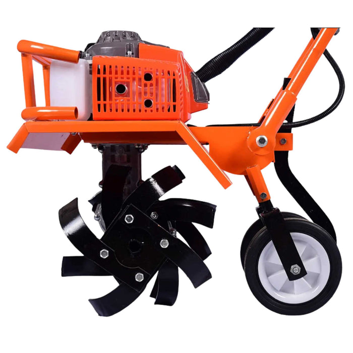 Compact 3HP mini tiller for garden beds, aeration and weed control