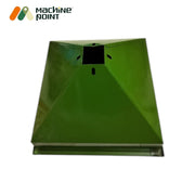 Close-up view of square-shaped hopper on 6N100 rice mill designed for steady grain flow and reduced spillage during milling.