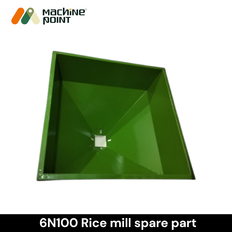 Square hopper of 6N100 rice mill offering wide opening for easy grain loading and smooth paddy movement into the milling chamber.