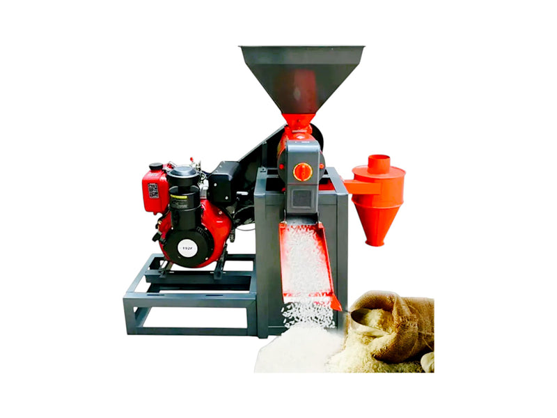 6N70 rice mill machine with 13HP diesel engine and rectangular hopper for high-volume milling