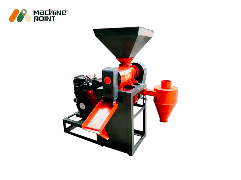 13HP diesel-powered rice mill suitable for processing paddy varieties like HMT and Sarna