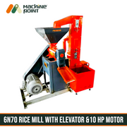 Automatic rice milling machine with integrated elevator for husk removal and grain feeding