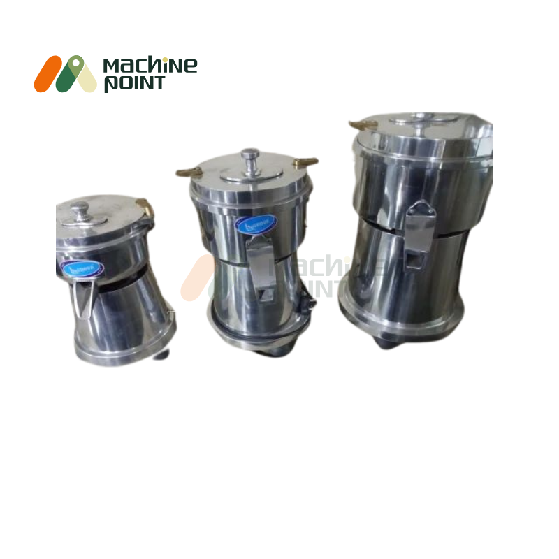 Comparison of Carrot Juice Machines – small, medium, and big models side-by-side in stainless steel finish.