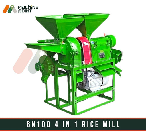 6N100 4-In-1 Mini Rice Mill With Motor - Machine Point