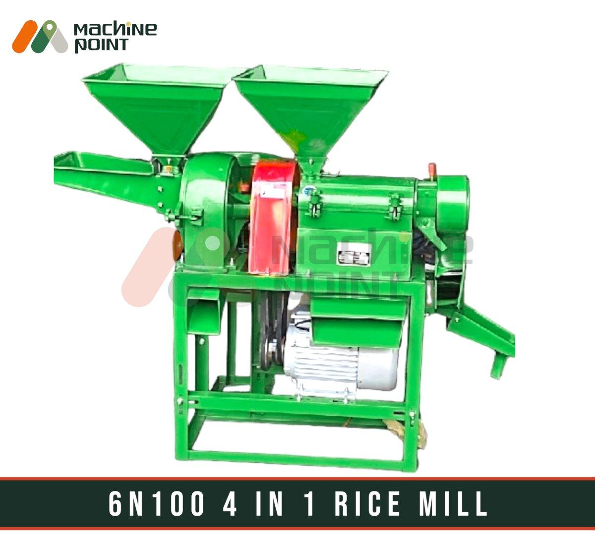 6N100 4-In-1 Mini Rice Mill With Motor - Machine Point