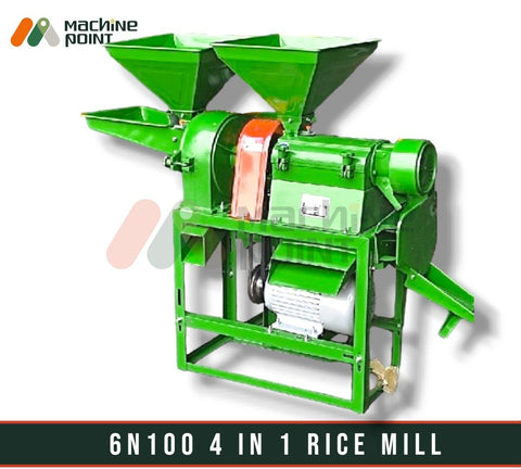 6N100 4-In-1 Mini Rice Mill With Motor - Machine Point