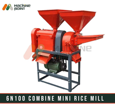 6N100 Combine Mini Rice Mill with Copper Motor, a powerful and efficient agriculture machinery from Machine Point, designed for industrial and commercial rice processing.