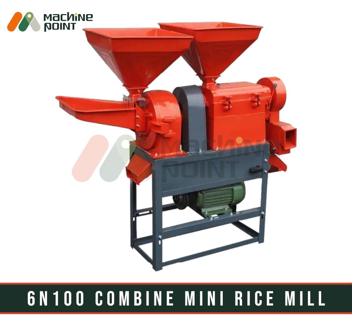 6N100 Combine Mini Rice Mill with Copper Motor - Efficient agricultural machinery for processing rice crops.