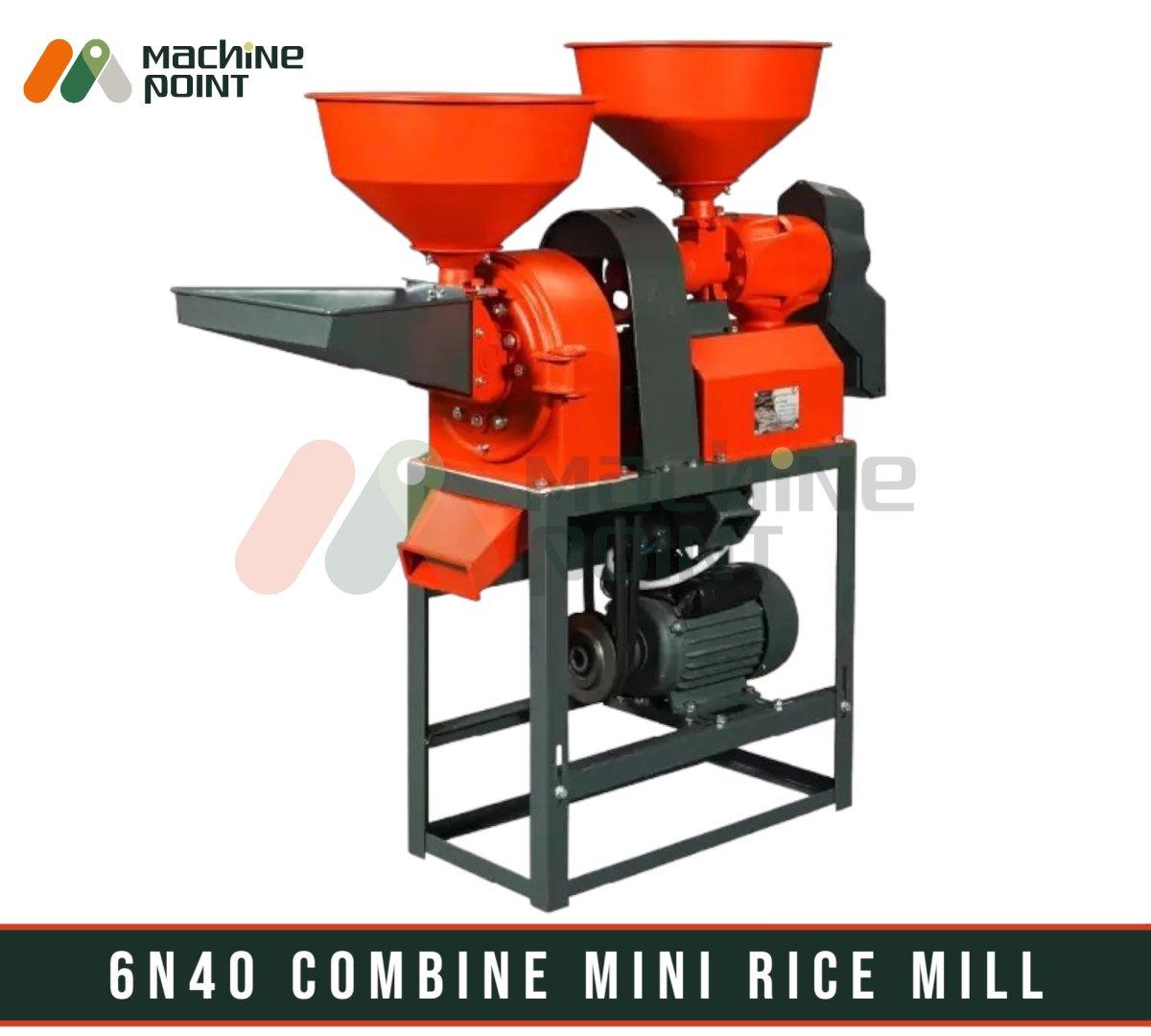 Compact 6N40 combined mini rice mill for efficient agriculture and food processing. Features powerful motor, adjustable hoppers, and sturdy metal construction for reliable industrial or commercial use.