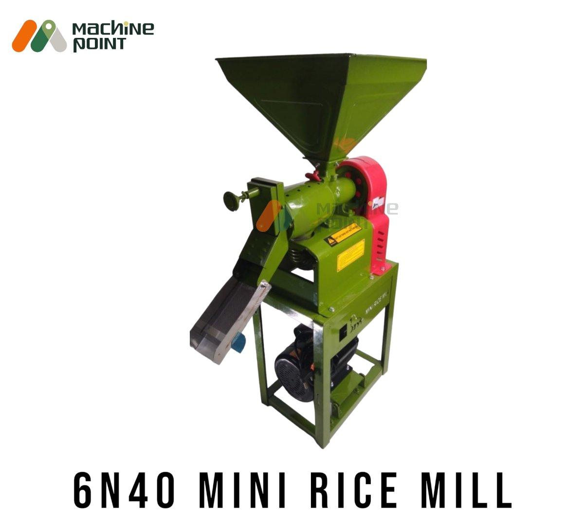 6N40 Mini Rice Mill With Heavy Motor - An efficient agriculture machinery for industrial and commercial grain processing, featuring a sturdy design and powerful motor.