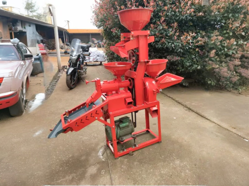 Multi-functional rice mill with built-in flour grinder and triple hopper – Model 6N40