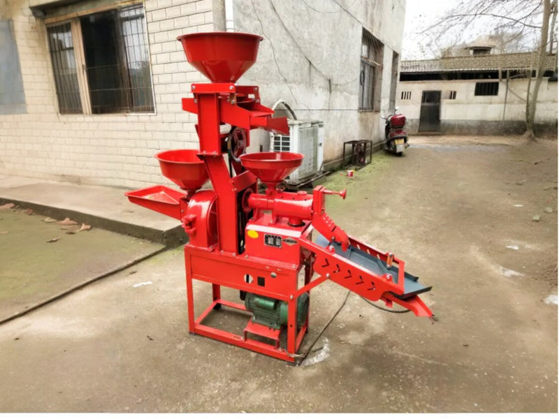 High-efficiency combined rice mill and flour pulverizer for small-scale agro-industries