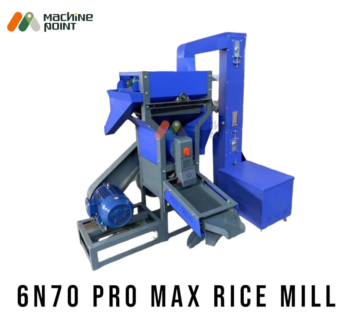 6N70 PRO MAX Rice Mill with Elevator - Powerful commercial-grade rice milling machine from Machine Point for efficient grain processing.