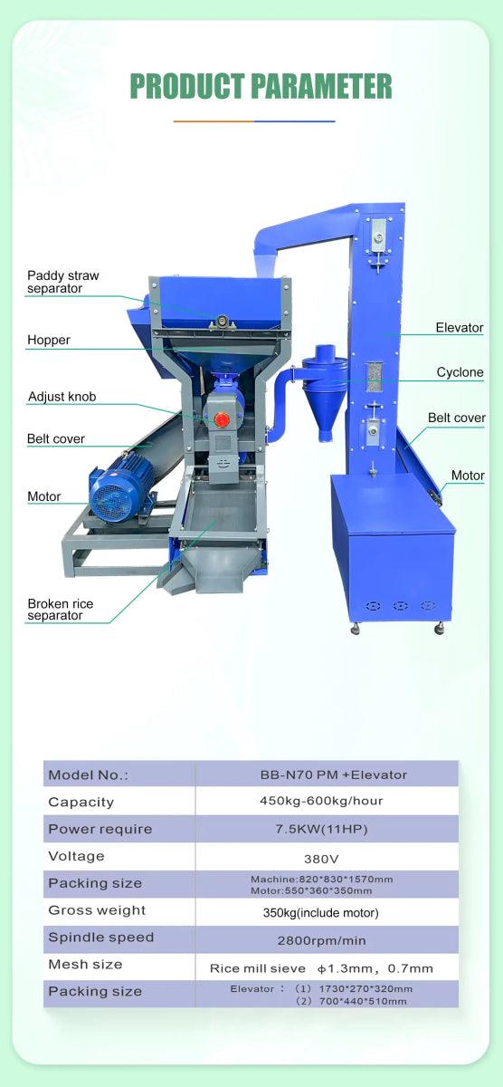 6N70 Pro Max Premium Rice Mill With Elevator - Machine Point