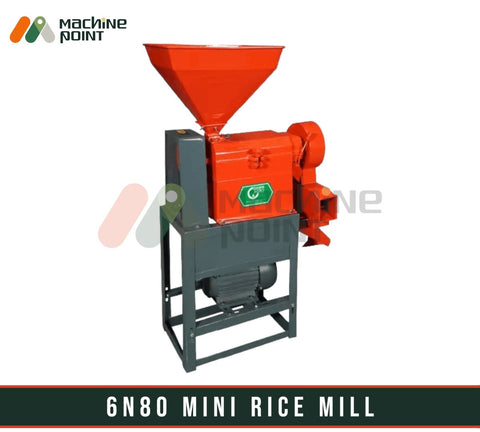 6N80 Mini Rice Mill with Motor - Compact and efficient rice processing machine for industrial and commercial use, designed by Machine Point.