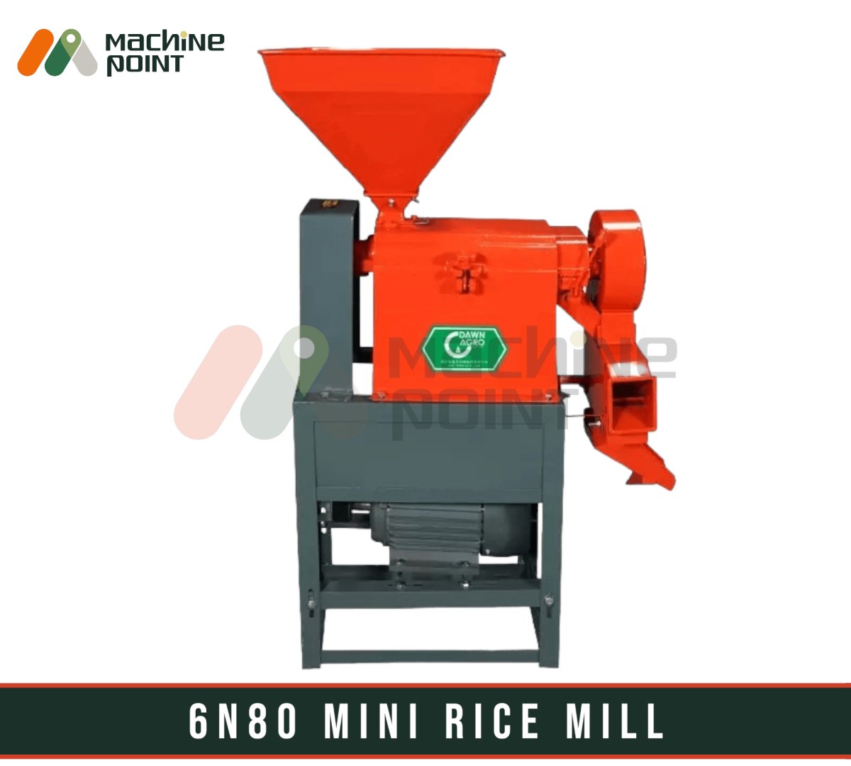 Compact and efficient 6N80 Mini Rice Mill with Motor from Machine Point. Designed for industrial and commercial food processing needs. Features durable construction and reliable performance.