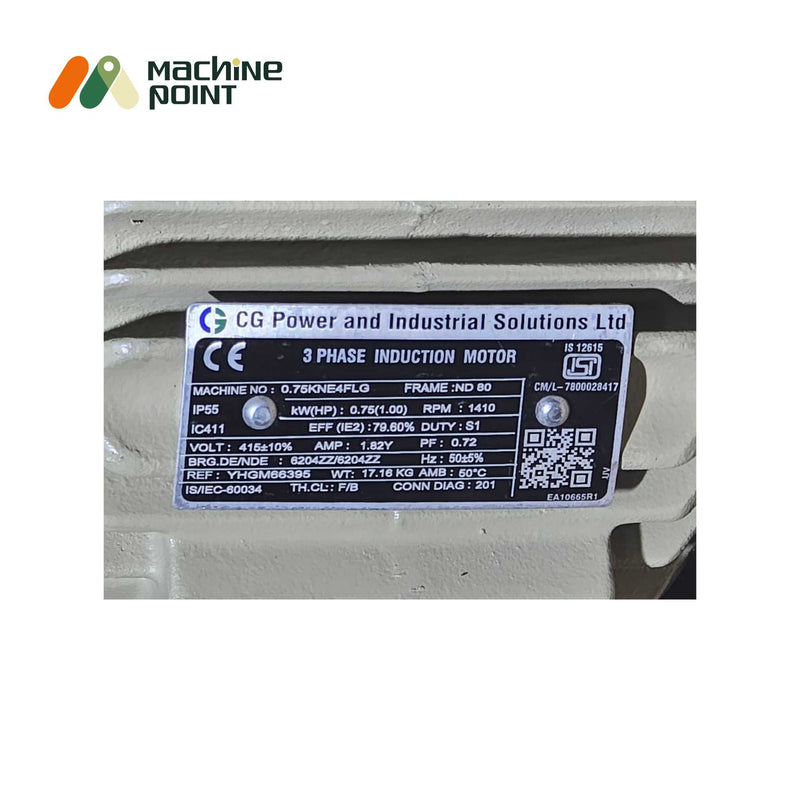 Crompton Greaves 0.75 kW 1 HP flange mounted 3 Phase Induction Motor front view 