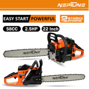 Neptune CS-58 58cc petrol chainsaw with 22-inch guide bar