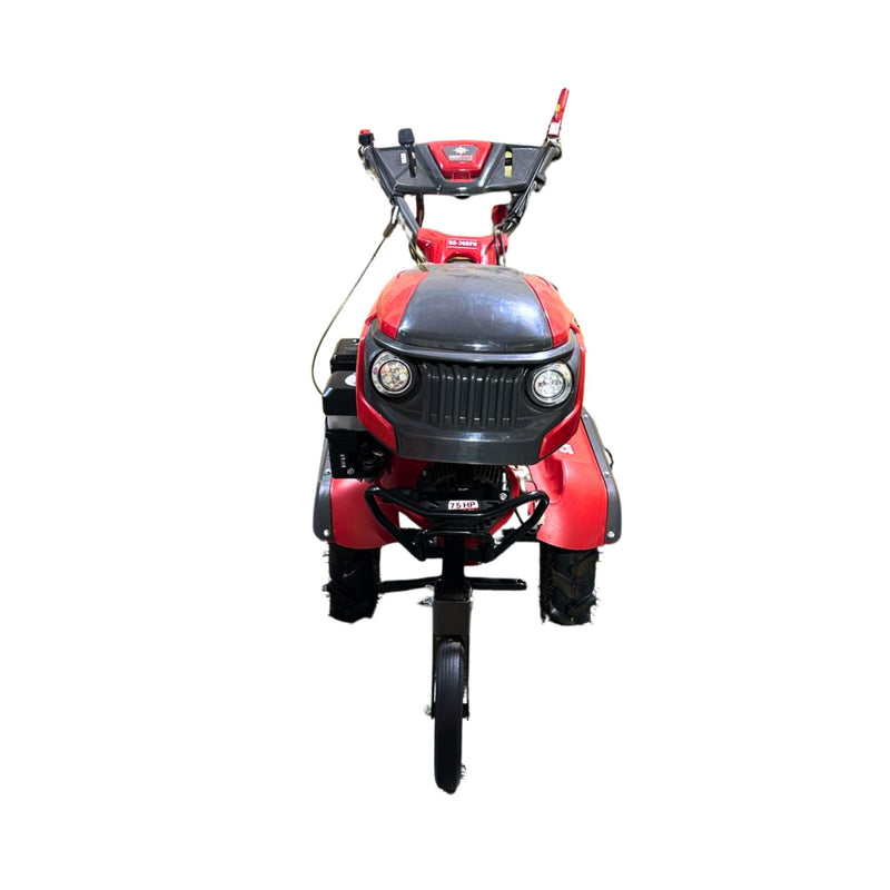 Agricultural power weeder SA-740PHE with side discs, front wheel and engine cover