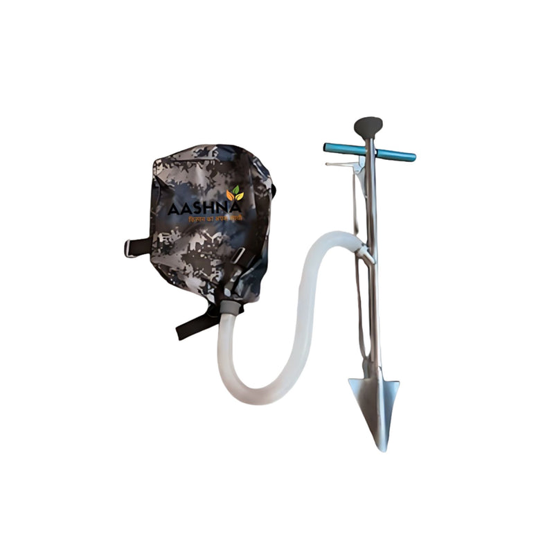 Dual-function Fertilizer Spreader F04 stainless steel backpack applicator with deep shovel for surface and underground fertilization by Machine Point