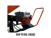 Petrol-powered wood chipper machine with electric and recoil start options