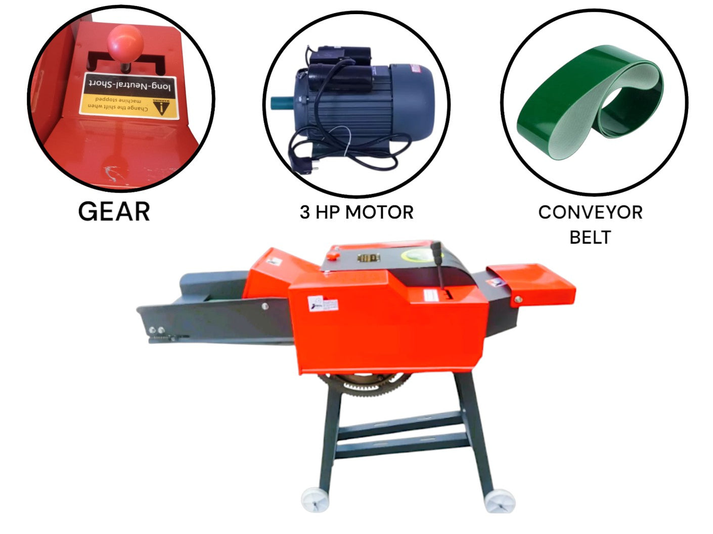 Chaff Cutter With Motor & Conveyor Belt & Gear — Machine Point
