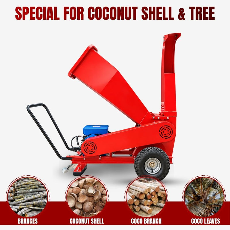 Electric coconut shell and coconut leaf shredder machine for farm use