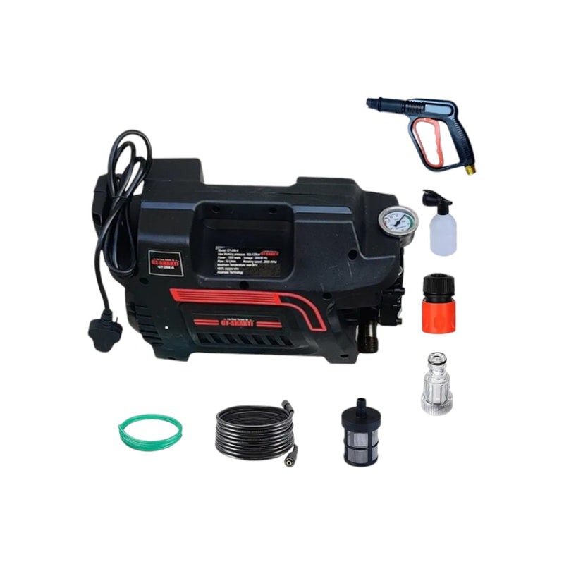 GT-228B car washer with high-pressure spray gun, compact body, and sturdy handle – ideal for home car washing, bike cleaning, and outdoor surface maintenance