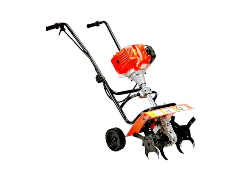 Red mini petrol weeder with 63CC engine, suitable for terrace gardening and kitchen farming.

