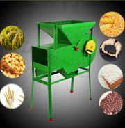 Mini portable winnowing machine for sorting grains like wheat and rice, featuring engine motor, for farm and home use.