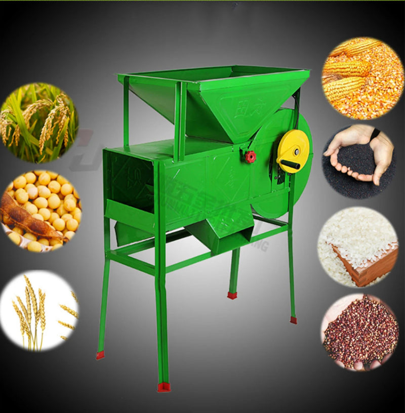 Mini portable winnowing machine for sorting grains like wheat and rice, featuring engine motor, for farm and home use.