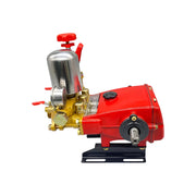 GP-25A1 power sprayer with red and white hose and parts laid out

