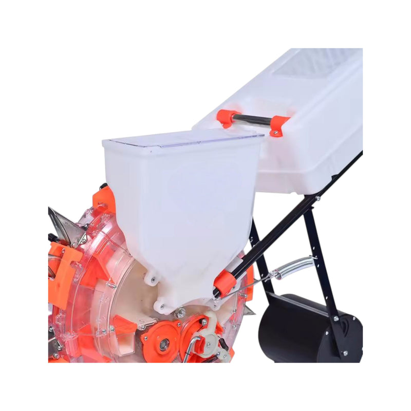 Manual seed planter with adjustable seeding depth and seed spacing system

