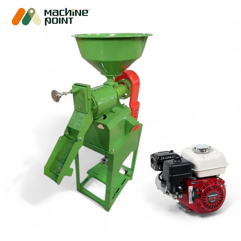 6N40 rice mill with round hopper and 7.5 HP petrol engine for field use

