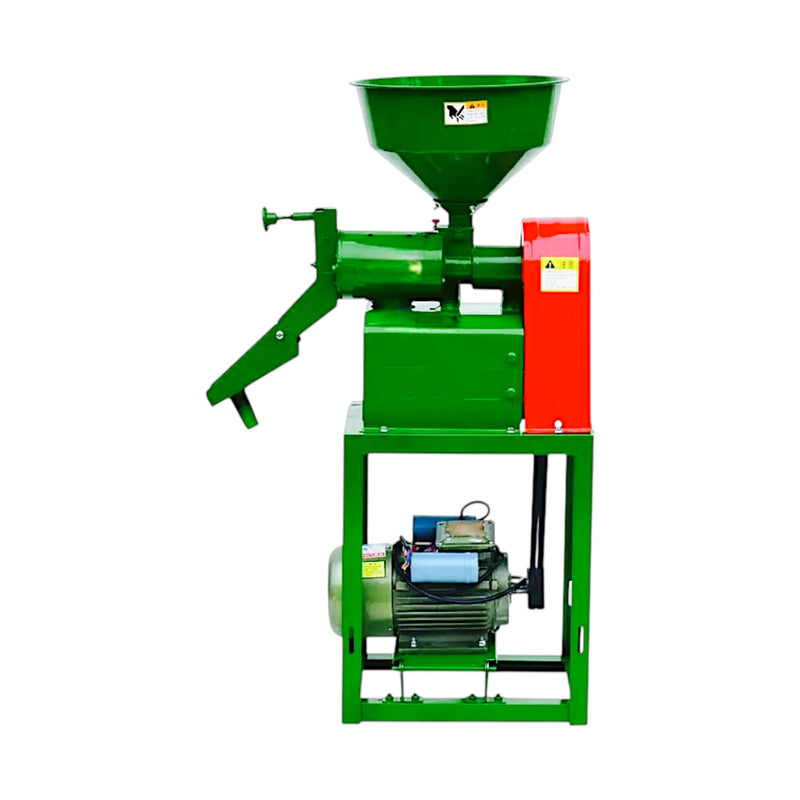 6N40 mini rice mill with round hopper and single-phase motor for home use

