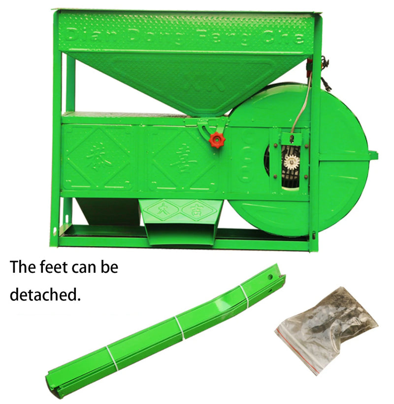 Mini portable winnowing machine for sorting grain, includes engine motor and detachable feet, ideal for farm and home use.