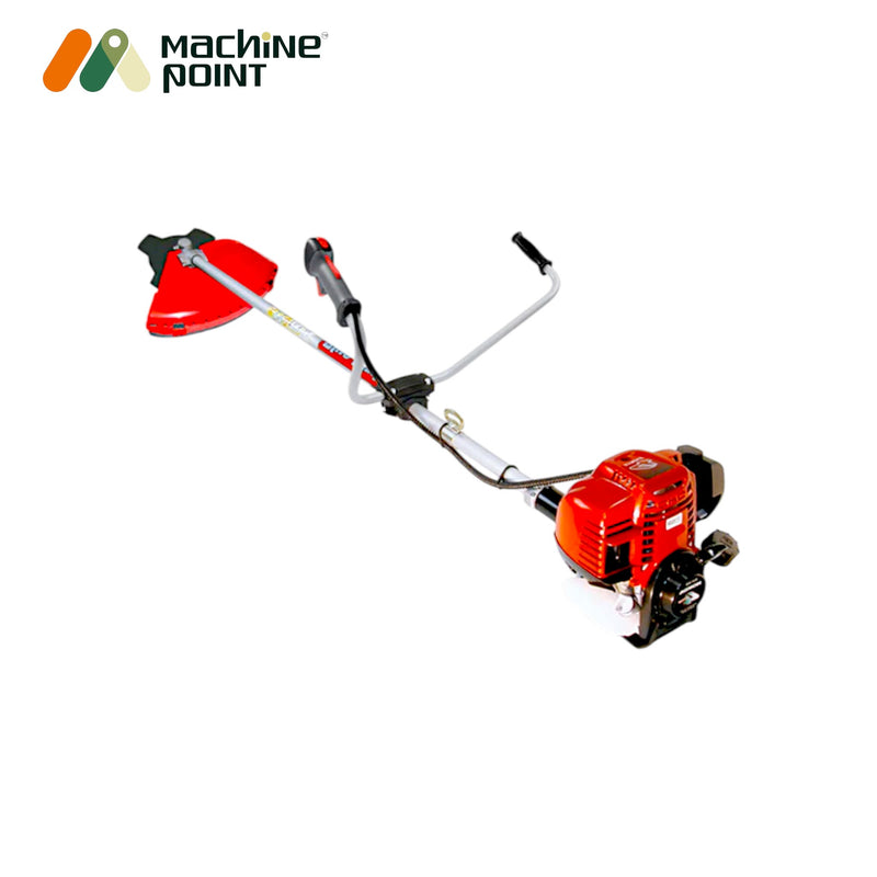 CG-530 Brush Cutter Showing Fuel Tank, Blades, and Accessories

