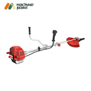 LEO brush cutter with harness, goggles, tool kit, and multiple cutting blades

