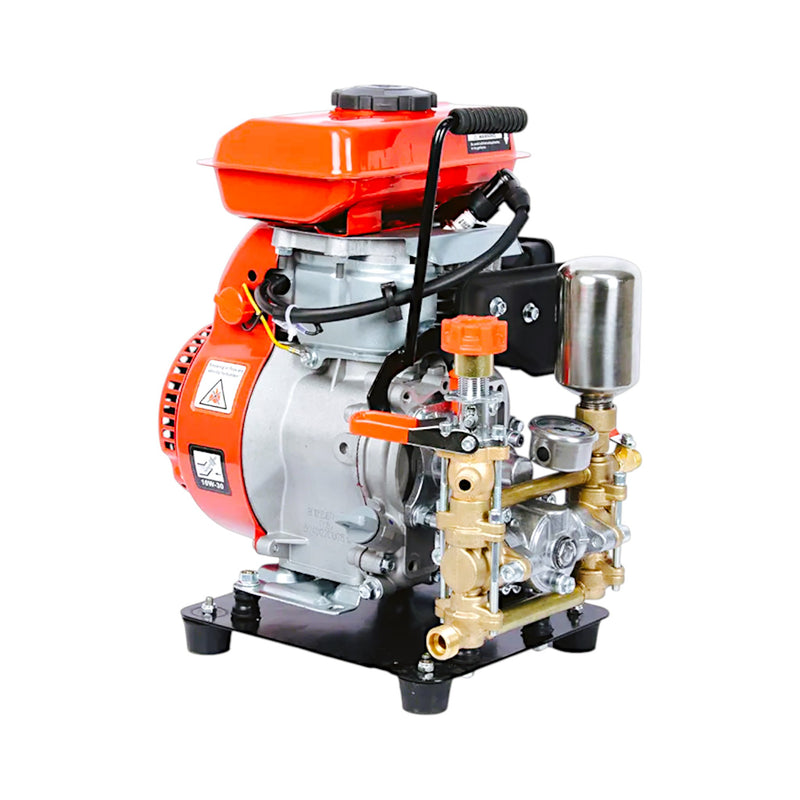 Complete GT-P22-2E power sprayer setup with fuel tank and pipes

