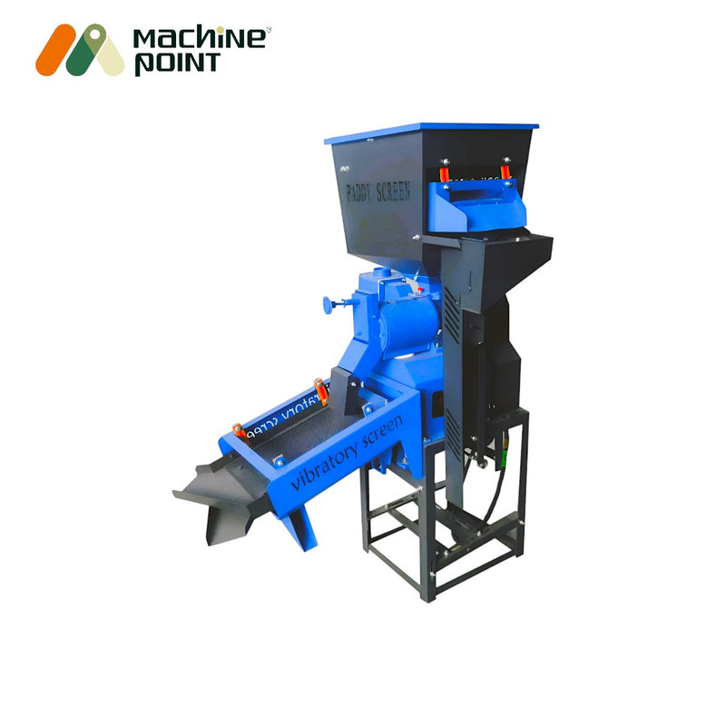 Compact 300 kg/hr rice mill with paddy cleaner, motor not included


