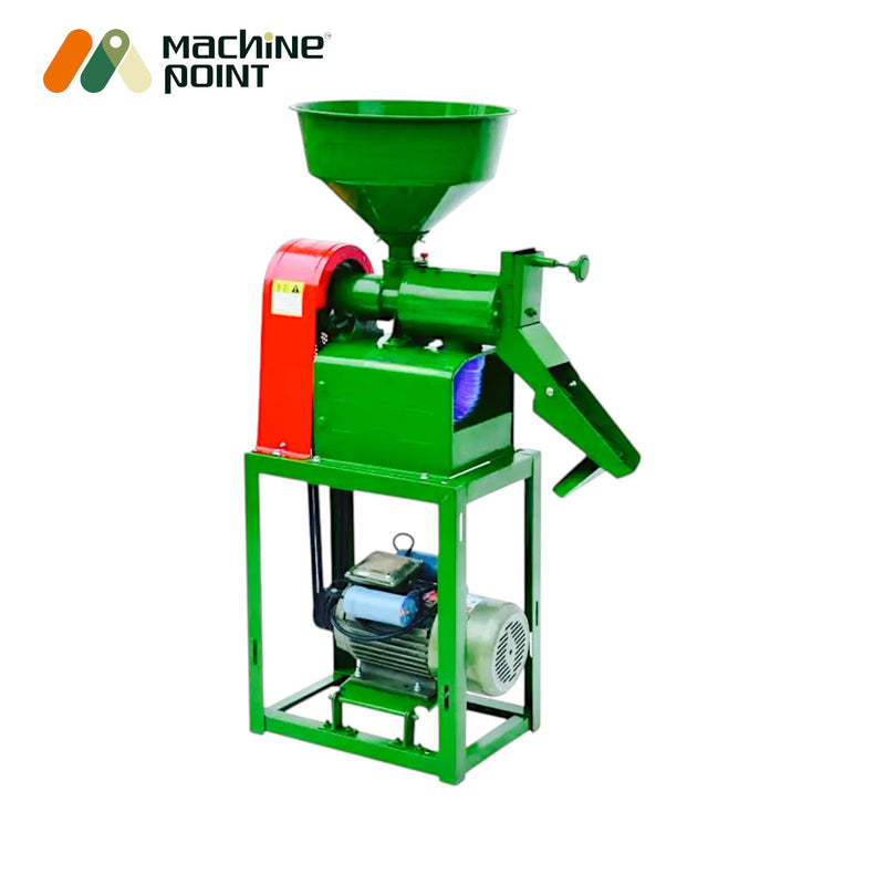 Small rice mill with built-in motor and MS body for rural and shop use

