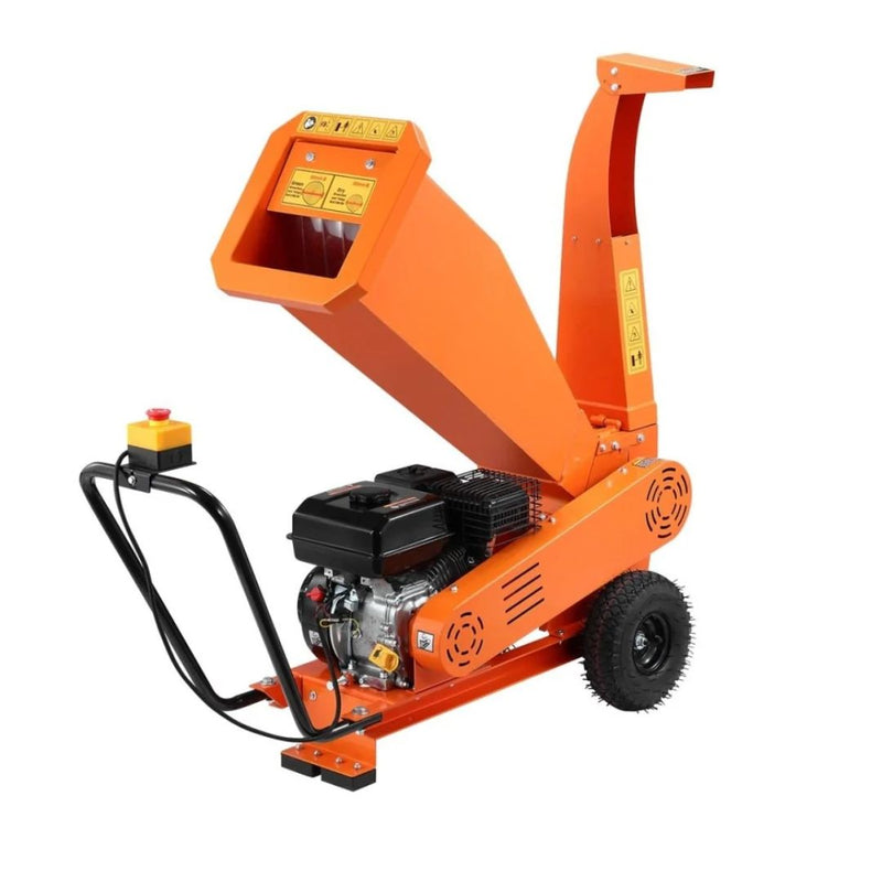 Heavy-duty wood chipper shredder with 208 cc petrol engine