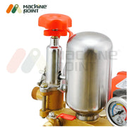 Agricultural spraying equipment with compact body and yellow hose

