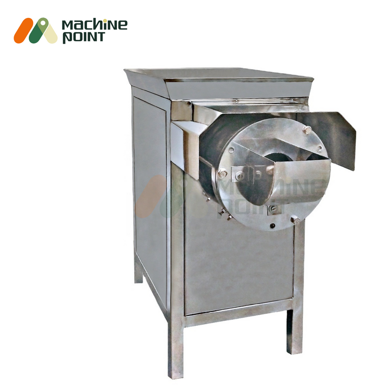 Heavy-duty Onion Slicer Machine with sharp rotating blade housing – ideal for bulk onion slicing.