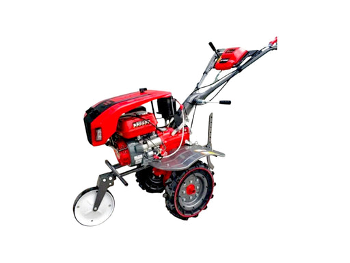 RIGA-ITALY KPE-1000 power weeder with 7HP engine and radial ATV tyres for rugged terrain farming.


