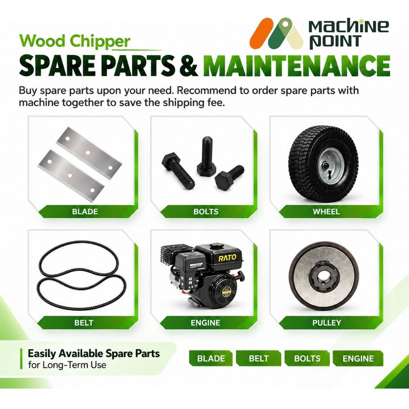 Portable petrol wood chipper shredder with heavy-duty steel body