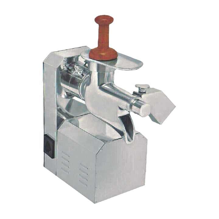 Heavy-duty stainless steel orange juicer machine with wooden pusher – perfect for industrial and restaurant use.